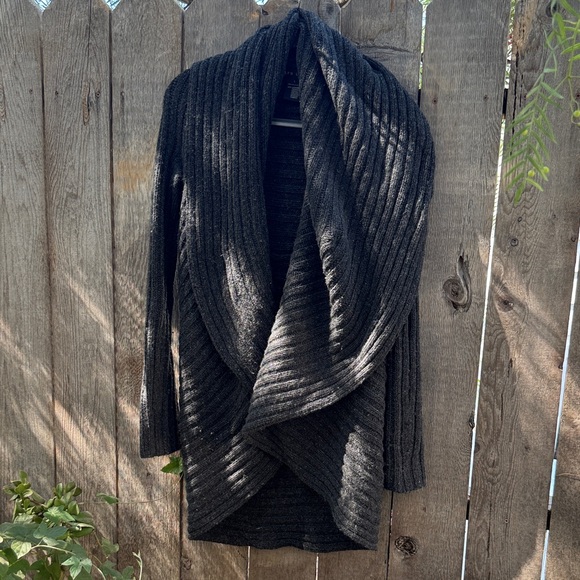 Ralph Lauren Charcoal Ribbed Cardigan - Picture 1 of 8